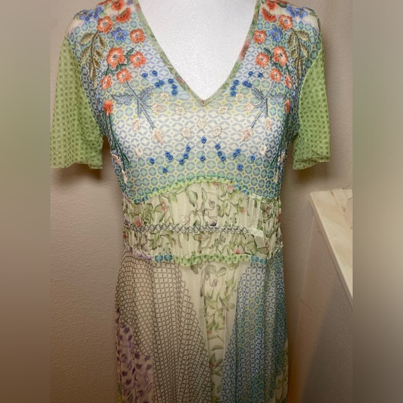 Johnny Was | Dresses | Johnny Was Winx Mesh Maxi Dress Green Size